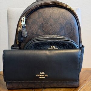 Coach Black and Brown Mini Backpack & Wallet